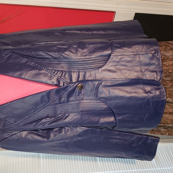 DENIM COMPANY D CO GENUINE SOFT LEATHER LINED BUTTON JACKET COAT VINTAGE - Picture 5 of 9